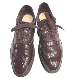 Zara Burgundy Patent Leather Platform Oxfords Women's Zara Size 37 US Size‎ 6.5